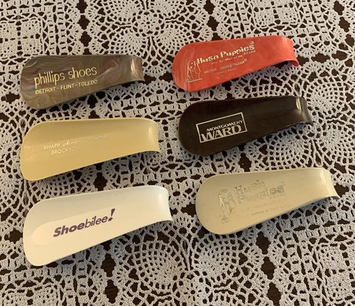 Six vintage shoehorns - vintage,